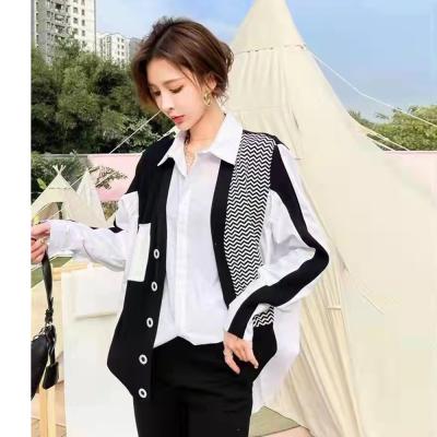 China New spring and autumn style women's shirt loose chic breathable knitting two design complements medium and long women's blouses and shirt for sale