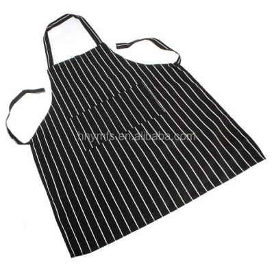 China Printing Logo Cotton Polyester Men Women Stripe Bib Protective Apron With Pockets, Durable Bib Apron For Meat Food Processing for sale