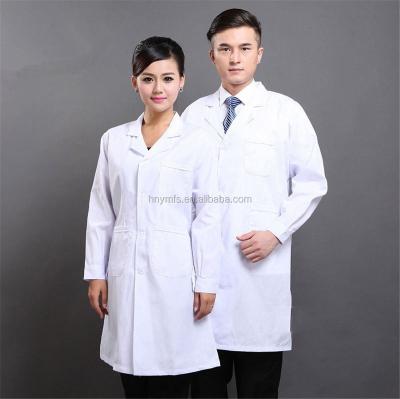 China Breathable Unisex White Full Body Lab Coat With Three Pockets Hospital Uniforms for sale