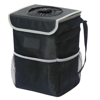 China Wholesale Organizer Storage Removable Liner Car Trash Proof Car Hanging Trash Can With Lid And Storage Pockets for sale