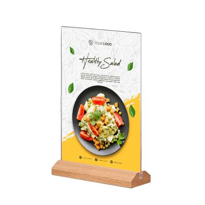 China Acrylic Sign Card Holder Display Stand Menu Paper Holders Frame For Tables Restaurants Sign Board Yc036 for sale