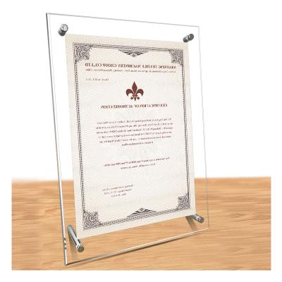 China 2022 Best Selling Easy Assembly Double Sided Acrylic Cube Certificate Glass Diploma Photo Frame Display Holder for sale