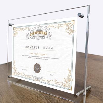 China Easy Assembly Trade Assurance Acrylic Photo Frame Glass Viewer A6 Diploma Photo Frame for sale