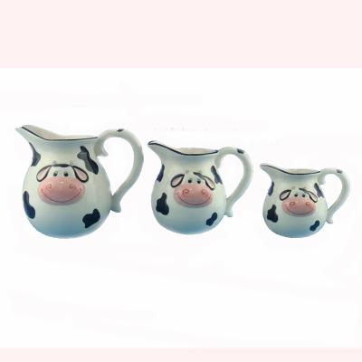 China Sustainable Milk Cow Shape Suit Sugar Pot With Lid Milk Pot Set Empty Juice Pot For Kitchen Hotel for sale