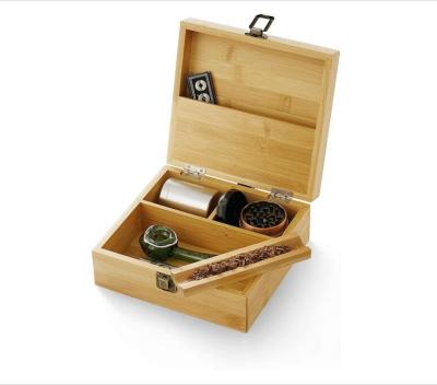 China Stash Viable Box Large Bamboo Storage Box For Organizing Accessories Wooden Box With Hinged for sale