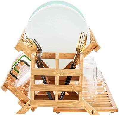 China Multifunctional Bamboo Racks and Holders Stocked 4-Tier Dish Rack Display Organizer Dish Drying Rack Storage for Kitchen for sale