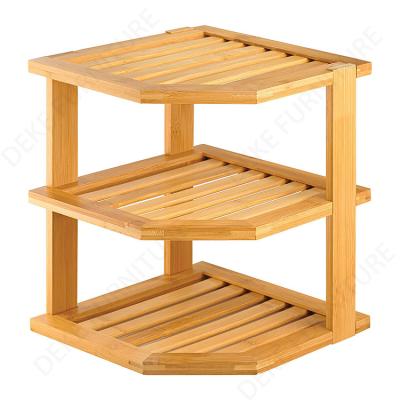 China Spice Rack Buffet Organizer 3 Tier Bamboo Expandable Display Storage Shelf for sale