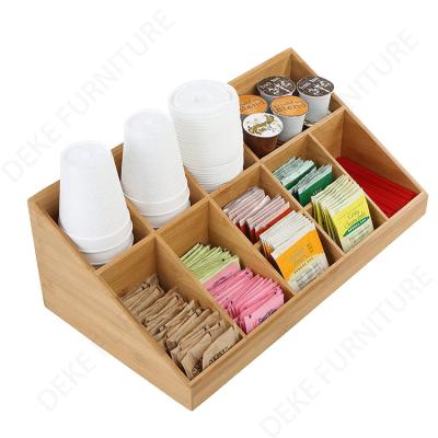 China Recyclable Bamboo Wooden Tea Storage Stash Box Organizer Box with 11 Compartments for sale