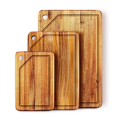 China Professional Rectangle Acacia Cutting Board Pizza Panel and Cheese Stocked Serving Dish Sets with Grooves for sale