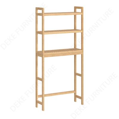 China Bamboo Shelf Stocked 3 Layer Bathroom Storage Bamboo Rack Toilet Rack 3 Layer Bathroom Rack Washing Machine Rack Shelf Storage for sale