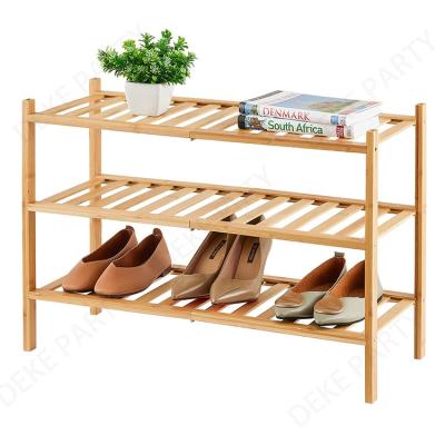 China Adjustable (Height) Gather Free Standing Bamboo Organizer For Entryway, 3 Tier Shoe Rack Storage Hallway for sale