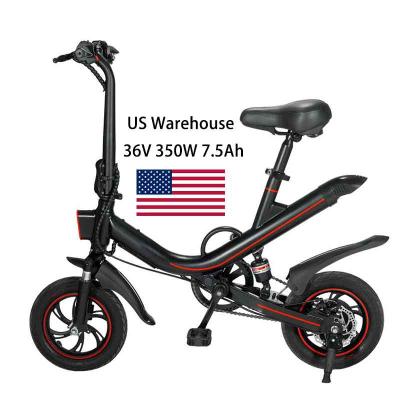 China Iron USA Warehouse 12inch 36V 7.5Ah 350W Motor City eBike Long Range Foldable Electric Black Bicicleta Electrica E Bike Mini Bike for sale