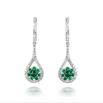 China Onier Fancy Earrings New Long Drop Rhinestone Long Earrings Brass Luxury Green Jewelry For Party Girls for sale