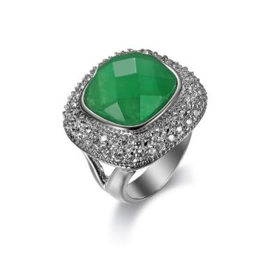 China Big Ring Mens Jewelry Jade Ring Silver Luxury Custom Design Square Onier Green Zircon For Man for sale