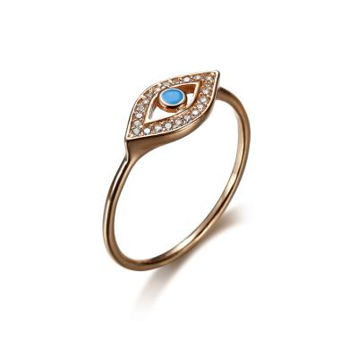 China 2019 Fashion Jewelry Turkish Silver Ring 925 Silver Onier Rose Gold Plated Evil Eyes Ring Pave Setting Cubic Zircon for sale