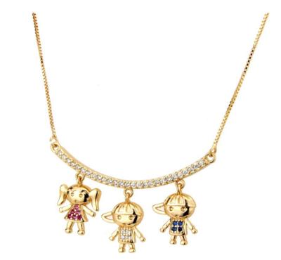 China High Quality Handmade Brass Family Love Jewelry Boy And Girls Charm Pendant Jewelry for sale