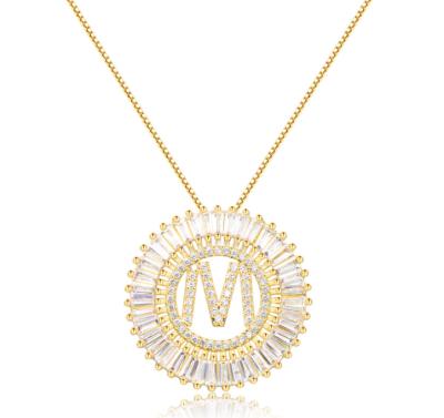 China Best Design Fashion Brass Zircon Letter M Silver Pendant Necklace Jewelry for sale