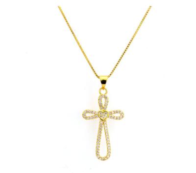 China Cheap Wholesale Brass Long Rosary Necklace Price Cross Pendant For Cute Girls for sale