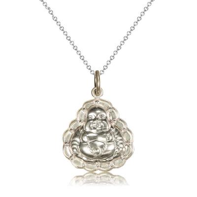 China Latest Design Silver Plated Hiphop White Gold Buddha Pendant Jewelry for sale