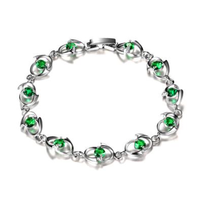 China Design Brass Crystal Jewelry Fashion Stretch Bangle Green Onier Crystal Stone Bracelet For Girl for sale