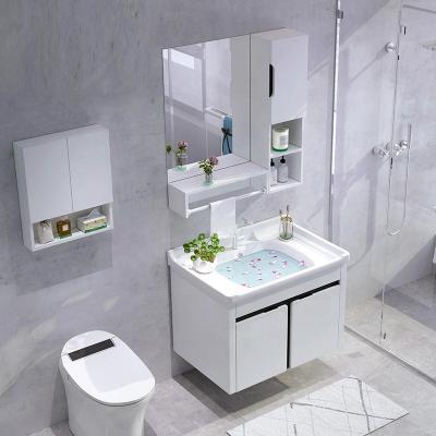 China 24 Inch Modern Bathroom Vanity Combo Single Cabinet And Mirror Faucet Sink for sale