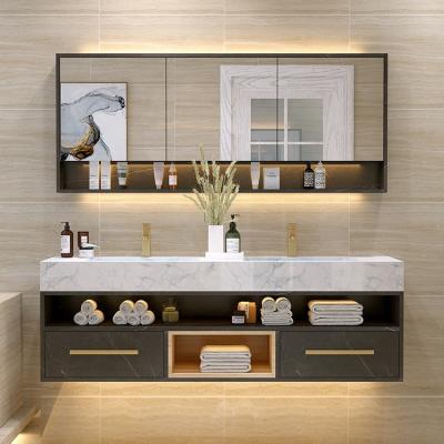 China Luxury Customized Modern Bathroom Vanity Double Sink Bathroom Vanity Cabinets Set With LED Mirror Modrm 160cm 63inch - 180cm 70inch for sale