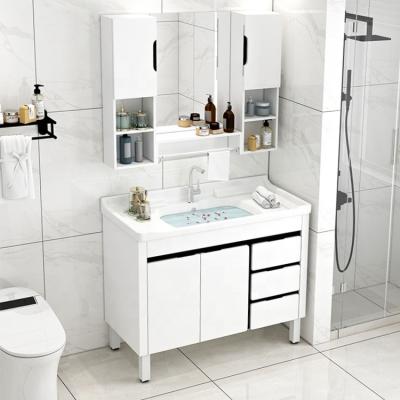 China 40 Inch Modern Luxurious Bathroom Vanity Cabinet Combo Single Cabinet And Faucet Sink for sale