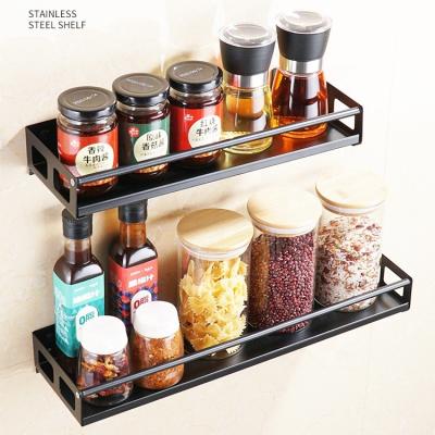 China CLASSIC Condiment Holder Rack Oil Bottle Rack Stainless Steel Spice Organizer Kitchen Wall Mounted No Drill for sale