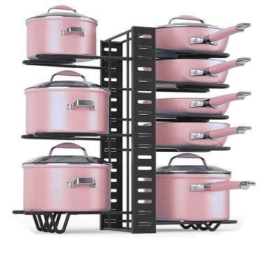 China Multifunctional Adjustable Multilayer Viable Shelf Storage Kitchen Pot and Pan Lid Organizer, Pot and Pan Lid Organizer for sale