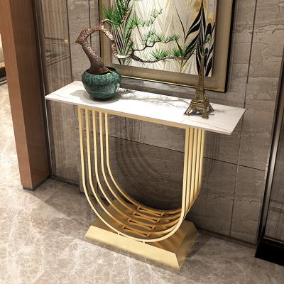 China Modern Luxury Console Tables Gold Frame Marble Console Table Morderm 80/100/120 cm Length for sale