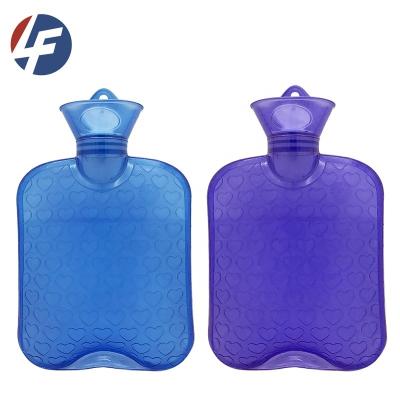 China Transparent Classic PVC Rubber Hand Warmer Hot Water Bottle With Knit Cover for sale