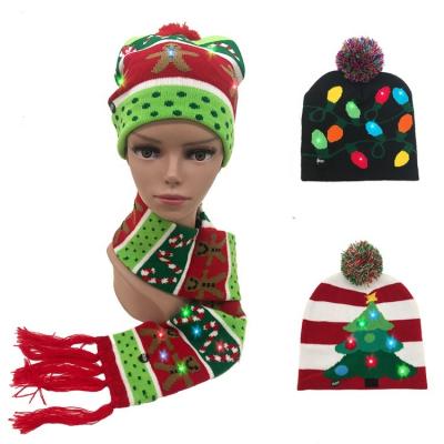 China Wholesale JOINT Knitted Custom Christmas LED Winter Hat Beanie for sale