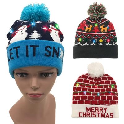 China Low Price Custom Christmas Beanie Hat With Led Light COMMON for sale