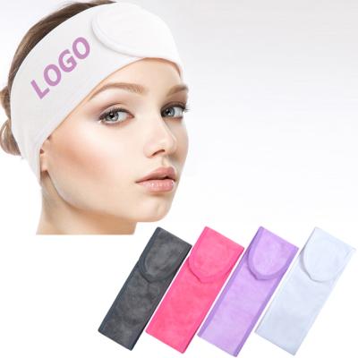 China Microfiber Terry Towel Stretch Facial Hair Bands Makeup Spa Head Bands Eco-Friendly Soft Custom Shower Headbands Elastic Hair Bands For Women for sale