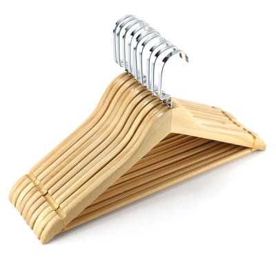 China Wholesale Eco-friendly Material Pants Hanger Non Slip Coat Jacket Suit Hangers Wooden Colors Hanger For Shop Display for sale