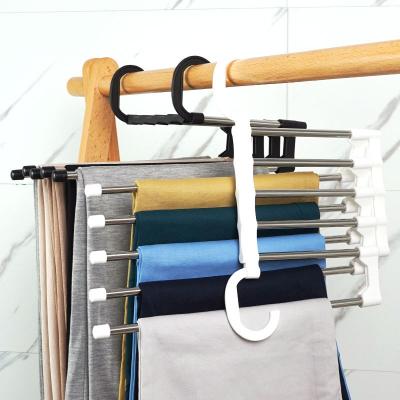 China Eco-friendly material wholesale promotion magic pants racks space saving stainless steel hanger for pants/scarf/tie for sale