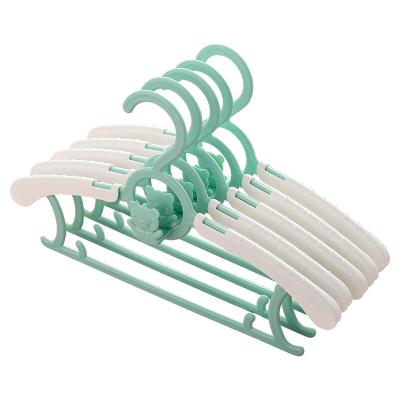 China Baby Plastic 5 Multi-Function Drying Telescopic Hanger Eco-Friendly Material Anti Slip Cloth Child Diaper Rack Kids Clothes Hangers for sale