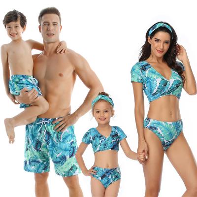 China Breathable swimwear manufacturers print mommy and me one piece swimwear and swimwear child bikini family beachwear for sale