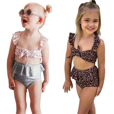 China Wholesale Fashion Breathable Babies Swimwear Ruffle-Strap Swimwear Children Leopard Print Swimwear for sale