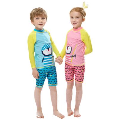 China Wholesale Breathable Boys And Girls Long Sleeve Rash Guard Kids Swimwear Anti-UV CARTOON Printed Surfing Suit for sale