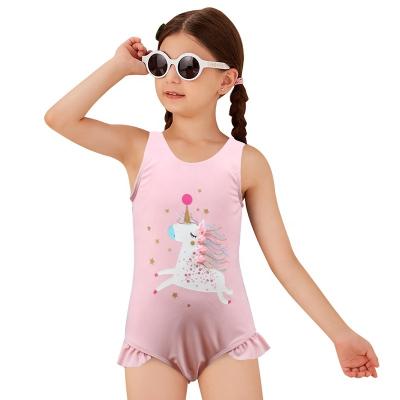 China Lovely Breathable Cute 3D Girls Beach Wear Julysand Shiny Idyllic Unicorn Prints Two Piece Swimwear Baby Bikini for sale