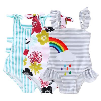 China Julysand One-Piece Custom Babies Rainbow Stripe Swimwear Breathable One-Piece Swimwear for sale