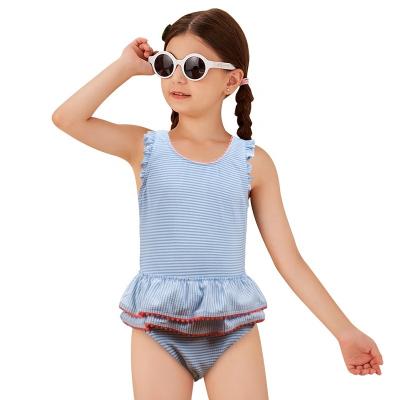 China Julysand Swimsuit Girls Striped Bikini Swimwear Custom Made One-Piece Babies Cute Girl Breathable Swimwear for sale