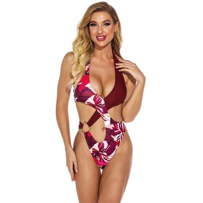 China Julysand Women's Wholesale Breathable One Piece Swimwear Tie Custom Dye Printed Swimwear for sale