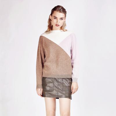 China Guoou New Design Intarsia Colorblock Anti-shrink Knitwear Knit Cashmere Wool Sweater for sale