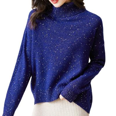 China Anti-wrinkle long sleeve turtle neck sweater women knit computer knitted wool blend sweater crewneck sweater, casual decorated with cable for sale