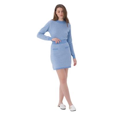 China Factory Price Anti-static Fashion Bud V-neck Wrap Knitted Sweater Dress Simple Ruched Skirt for sale