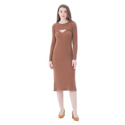 China High Quality Customizable Classic Sexy Anti-Static Solid Long Sleeve Knitted Sweater Dress Skirt for sale