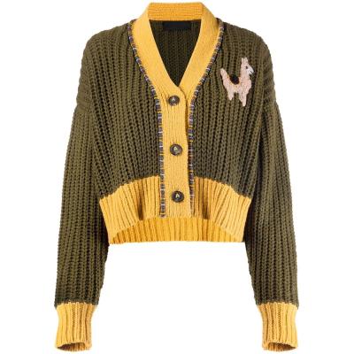 China Guoou Latest Anti-Shrink Knitwear Design Knitted Cashmere Wool Lady Long Sleeve Crop Women Cardigan Sweater for sale