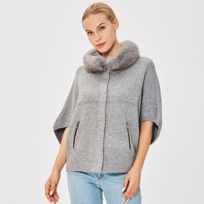 China Anti-pilling Guoou Knitwear Collar With Fur Women Bat Wing Sleeve Cardigans Sweaters for sale